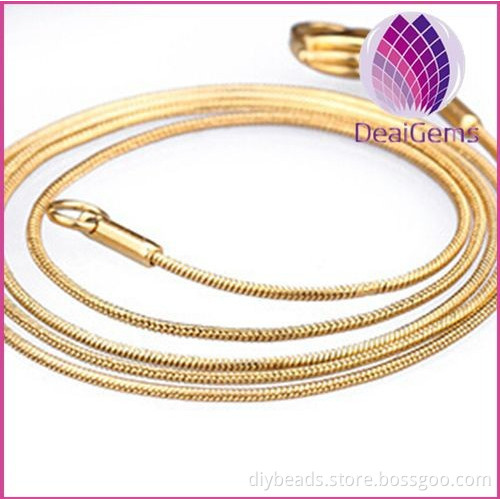 48cm long 0.9mm width snake 18k gold plated stainless steel necklace chain